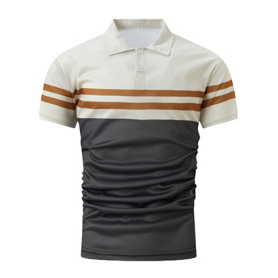 Striped Printed Men's Casual Polo Shirt - Carvan Mart