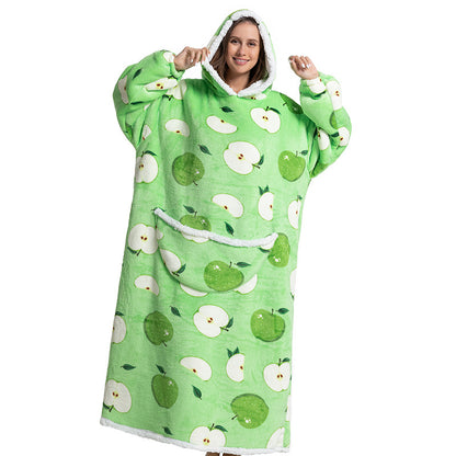 Animal Cartoon Extra Thick Lambswool Pajamas Hooded Lazy Blanket - Carvan Mart Ltd