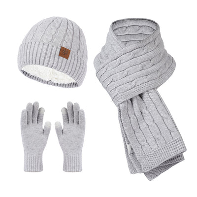 Knitting Hat Scarf And Gloves Three-piece Set - Light Gray - Men's Hats & Caps - Carvan Mart