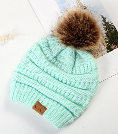 Warm Hat Thickening Not Fleece-lined Knitting Plus Fur Ball - Carvan Mart