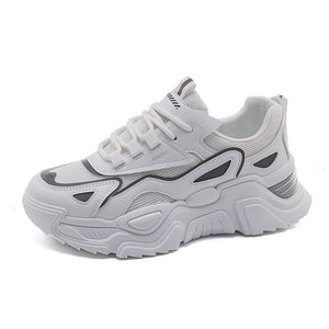 Chunky Dad Sneakers - Stylish Lightweight Trainers with High Arch Support - White - Women's Shoes - Carvan Mart