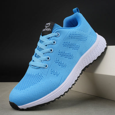 Plus Size Women's Fly-Knit Mesh Sneakers - Stylish and Comfortable Athletic Shoes - Sky Blue - Women's Shoes - Carvan Mart