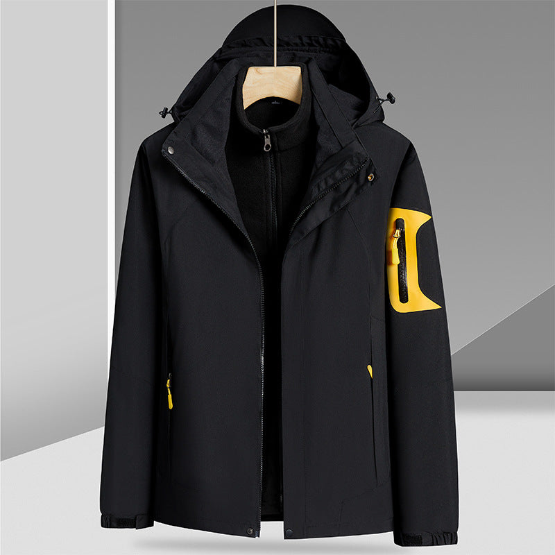 Three-in-one Removable Liner With Velvet Thickening Windproof Waterproof Jacket - Carvan Mart