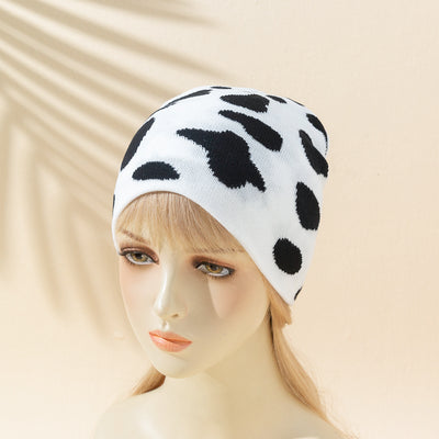 Women's Wild Casual Retro Leopard Zebra Print Cow Houndstooth Knitted Hat - Carvan Mart