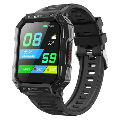 F307 Outdoor Three-proof Bluetooth Calling Heart Rate Blood Pressure Waterproof Smart Watch - Obsidian Black - Men's Watches - Carvan Mart