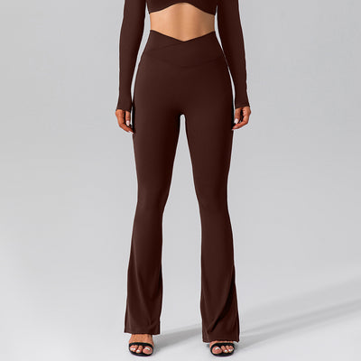 Stylish Athletic Yoga Leggings - Bell-bottom Performance Pants - Dark Brown - Pants & Capris - Carvan Mart