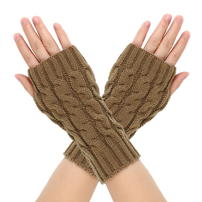 Warm Wool Gloves Winter Men's Open Finger - Khaki Average Size - Women Gloves & Mittens - Carvan Mart