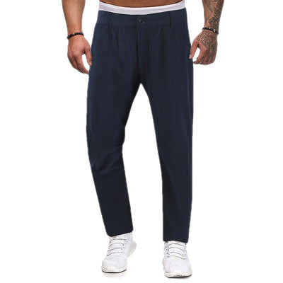 Men's Fashion Thickened Straight Trousers - Comfortable and Versatile Cotton Pants - Dark Blue - Men's Pants - Carvan Mart