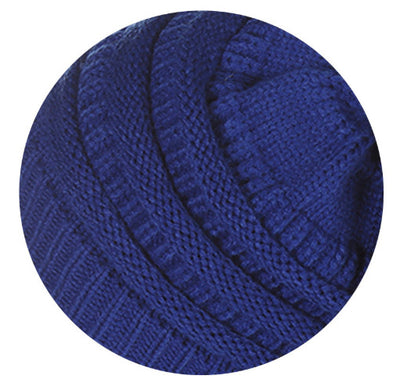 Warm Hat Thickening Not Fleece-lined Knitting Plus Fur Ball - Sapphire Blue Average Size - Women's Hats & Caps - Carvan Mart