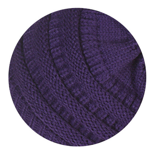 Warm Hat Thickening Not Fleece-lined Knitting Plus Fur Ball - Purple Average Size - Women's Hats & Caps - Carvan Mart