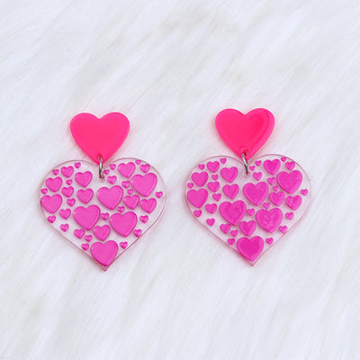 Rose Red Love Heart Stud Earrings - Carvan Mart