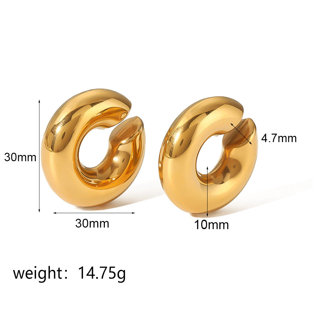 Titanium Steel Thick Cylindrical Round Tube Hollow Earrings - TCLQ5 G - Earrings - Carvan Mart