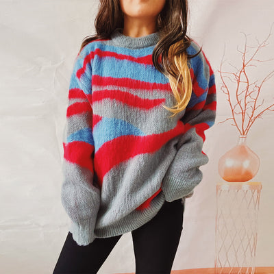 Women's Fashion Casual Irregular Striped Sweater - Carvan Mart