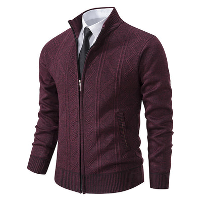 Men's Casual Loose Cardigan Sweater - Fashionable Thickening Knitwear - Red - Men's Sweaters - Carvan Mart