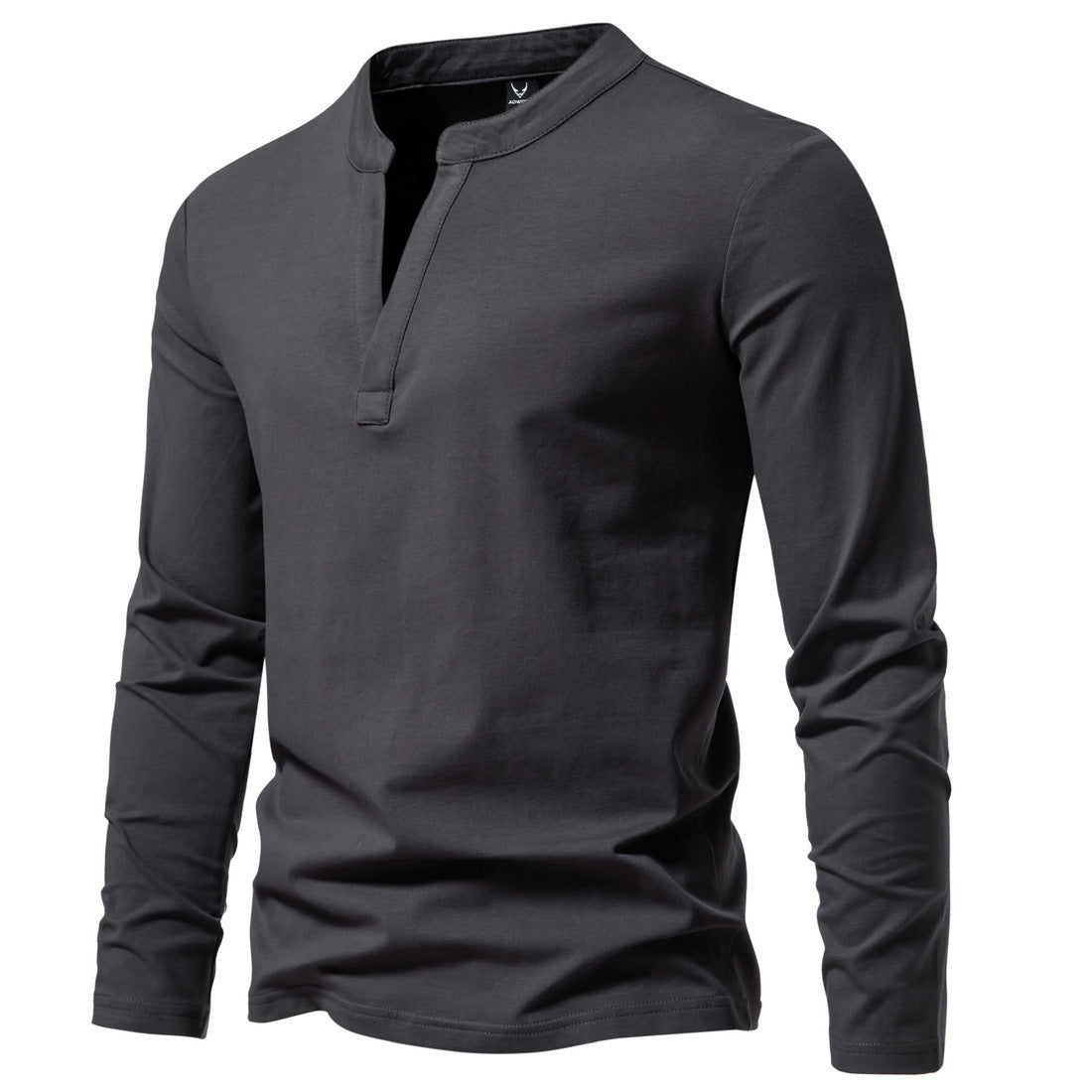 Modern Henley Neck Tops Men's Fashion Long Sleeve T-shirt - Carvan Mart