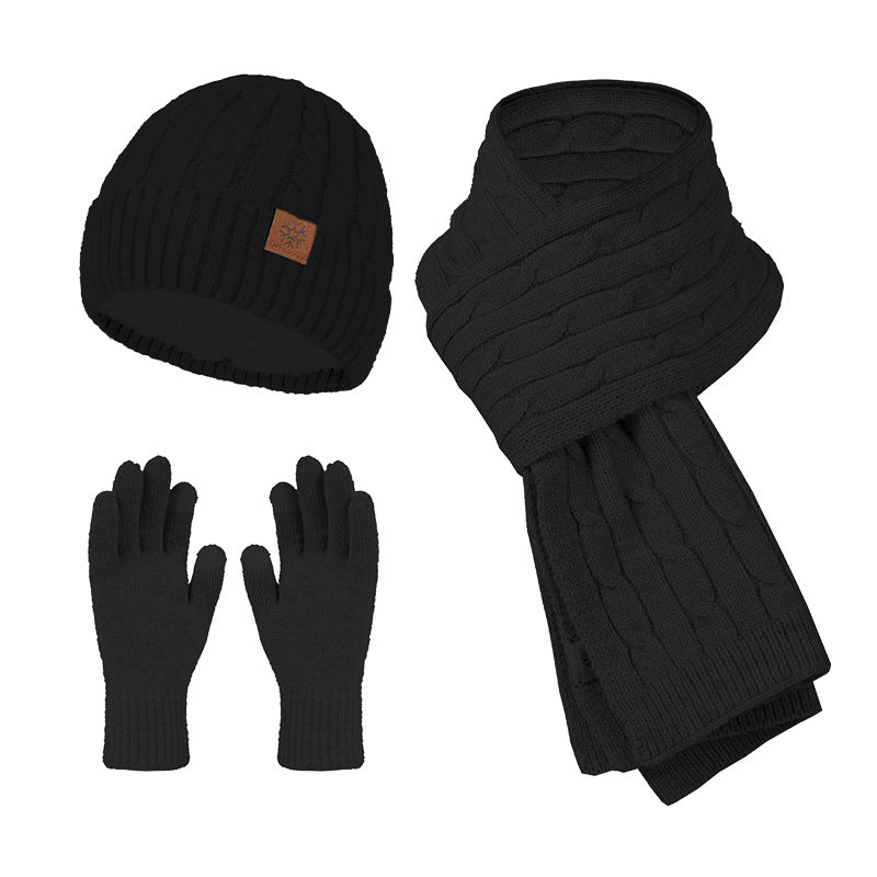 Knitting Hat Scarf And Gloves Three-piece Set - Carvan Mart