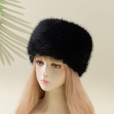 Women's Fox Fur Warm Ear Protection Bucket Hat - Black M - Women's Hats & Caps - Carvan Mart