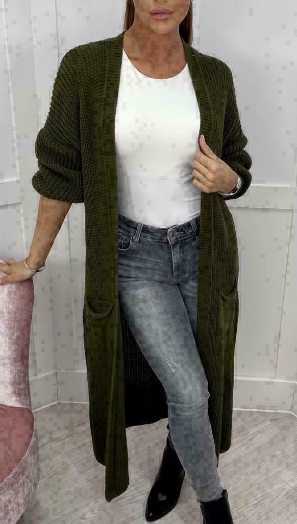 Solid Color Knitwear Pocket Cardigan Mid-length Sweater Women's Coat - Carvan Mart Ltd