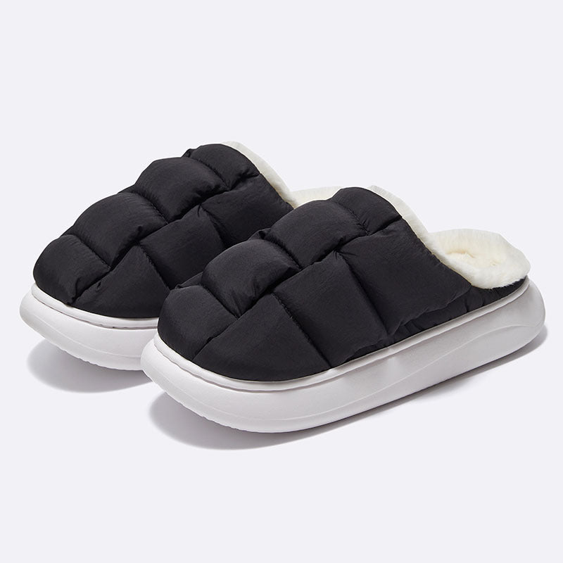 Women's Winter Square Bread Cotton Slippers - Black - Women's Slippers - Carvan Mart