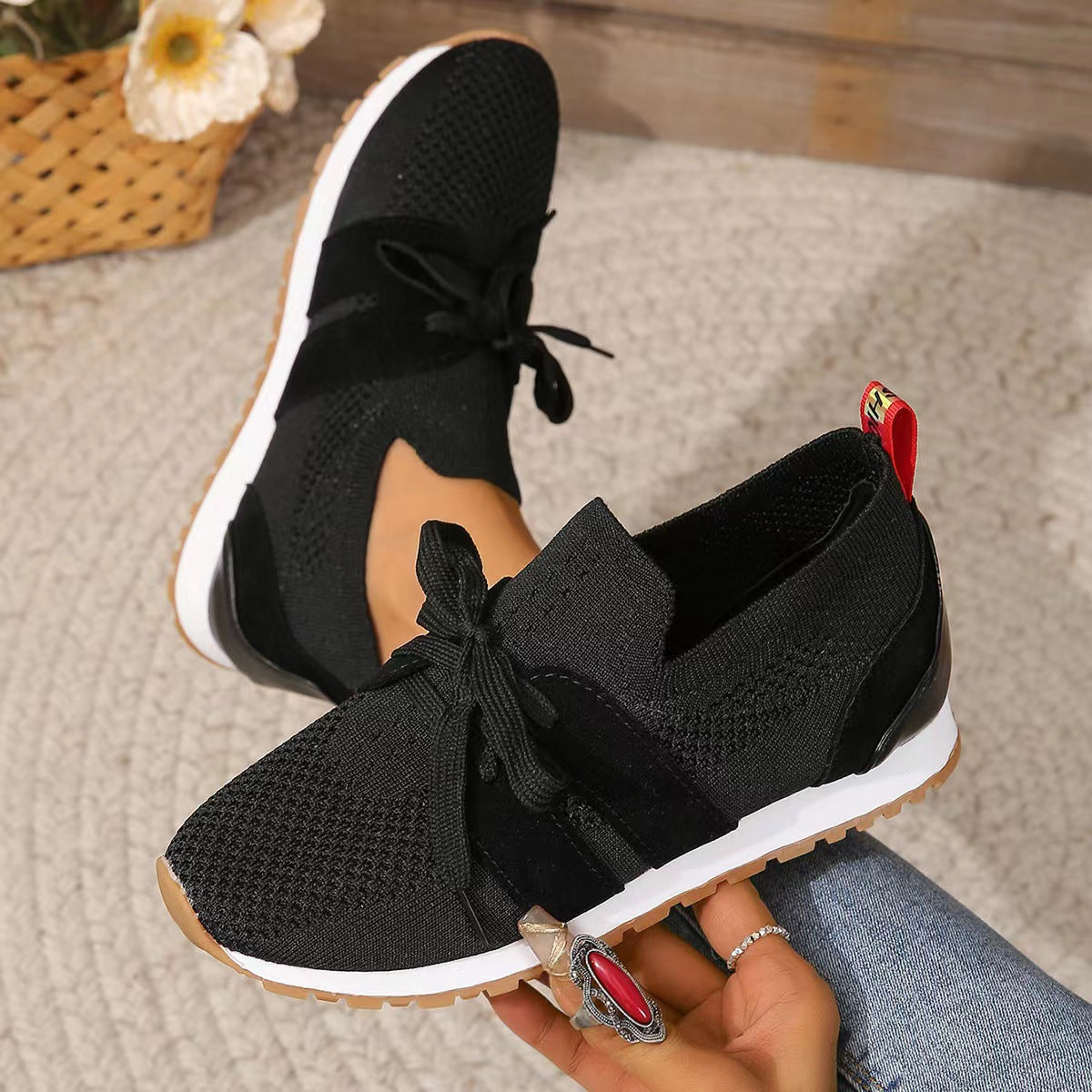 Women's Comfortable Fly Woven Mesh Lace-up Casual Shoes - Breathable Daily Sneakers - - Women's Shoes - Carvan Mart