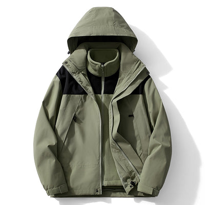 Shell Jacket Outdoor Couple Color Matching Detachable - Light Green - Men's Jackets & Coats - Carvan Mart