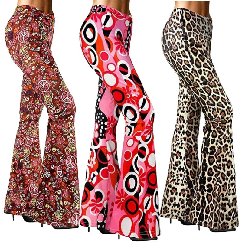 Women's Hippie Pants Wide Leg Pants 70s Retro Trouser High Waist Pants - - Pants & Capris - Carvan Mart