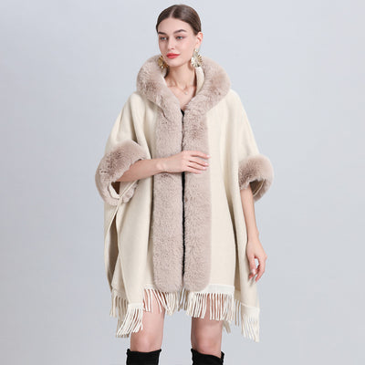 Women's Plaid Cashmere Fur Collar Cardigan Coat - Carvan Mart