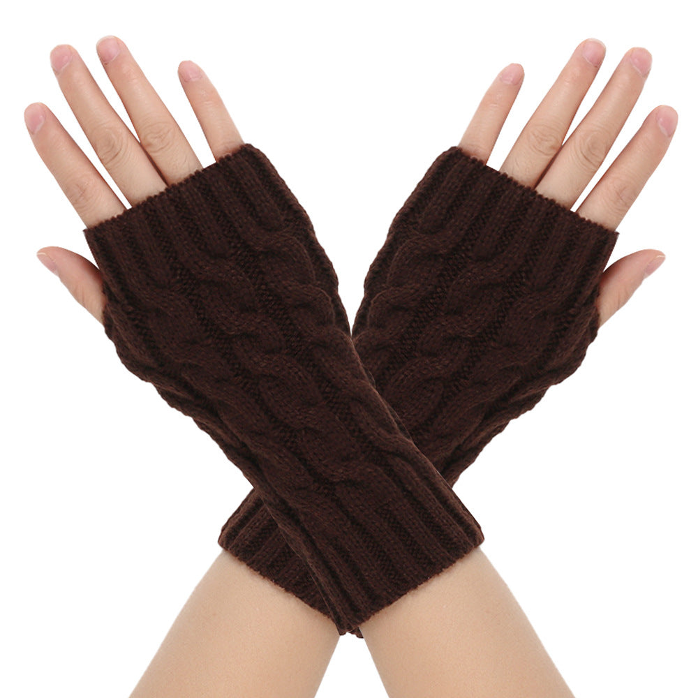 Warm Wool Gloves Winter Men's Open Finger - Coffee Average Size - Women Gloves & Mittens - Carvan Mart