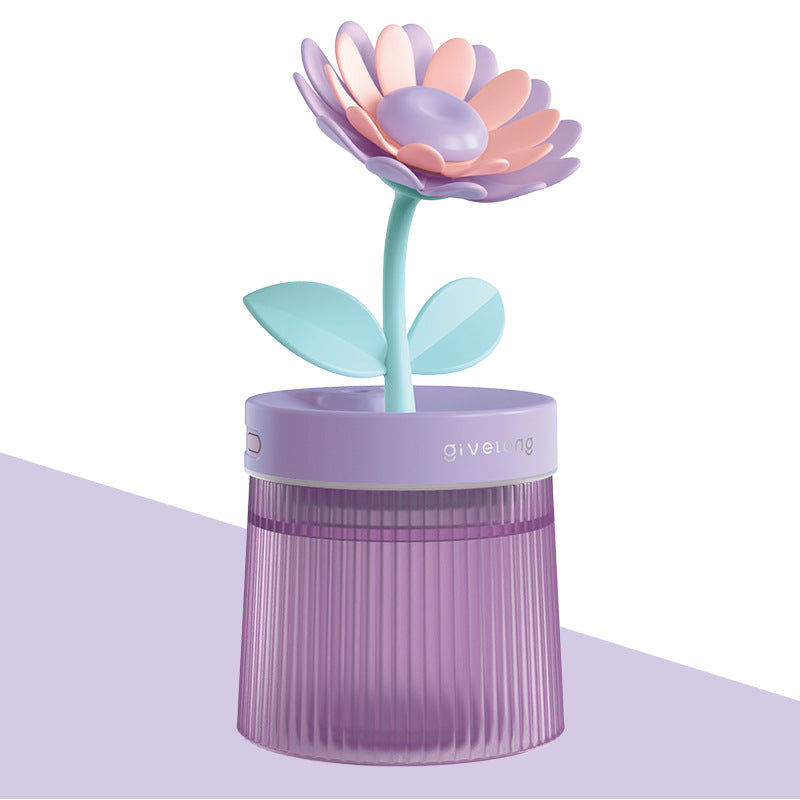 Flower Air Humidifier Small Night Lamp Usb - Sunflower Humidifier Purple USB - Gift - Carvan Mart