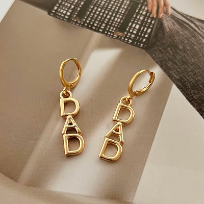 Retro Alphabet Letter Mom Dad Earrings Women - - Gift - Carvan Mart