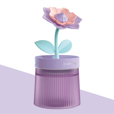 Flower Air Humidifier Small Night Lamp Usb - Gardenia Humidifier Purple USB - Gift - Carvan Mart