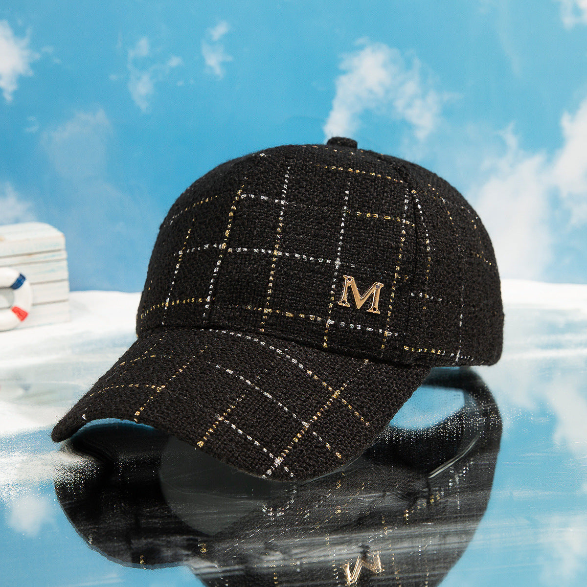 Women's Personalized Fashion Fil-Lumiere-line Plaid M Baseball Cap - Black M Size 56 To 58cm - Women's Hats & Caps - Carvan Mart