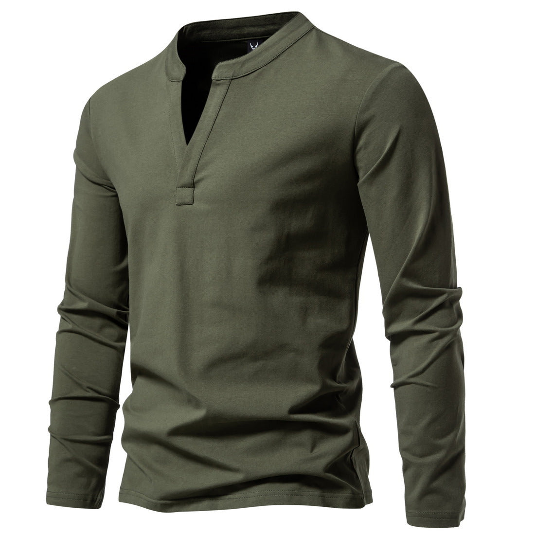 Modern Henley Neck Tops Men's Fashion Long Sleeve T-shirt - Carvan Mart