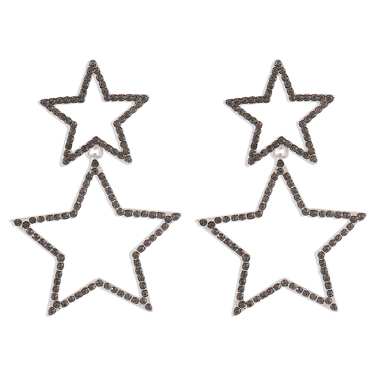 Rhinestone Earrings Five-pointed Star Double-layer Personality Fashion - Carvan Mart