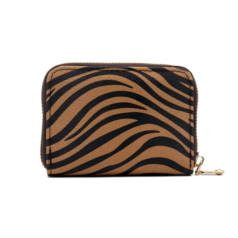 Animal Pattern Series Expanding Card Holder - Khaki Zebra Print - Women's Wallet - Carvan Mart