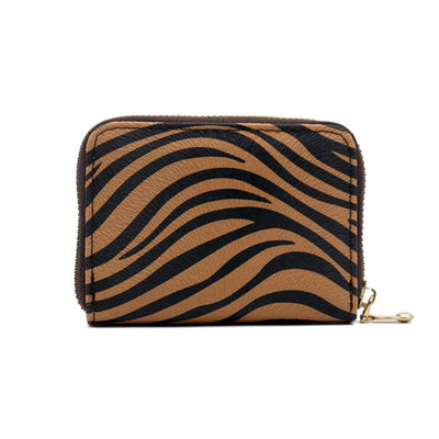 Animal Pattern Series Expanding Card Holder - Khaki Zebra Print - Women's Wallet - Carvan Mart
