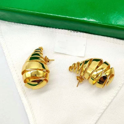 Stylish Gold Stud Earrings Copper Plating 18K Gold Simple Metal Water Drop Ball Stud Earrings - Small Gold - Earrings - Carvan Mart