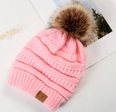 Warm Hat Thickening Not Fleece-lined Knitting Plus Fur Ball - Pink Average Size - Women's Hats & Caps - Carvan Mart