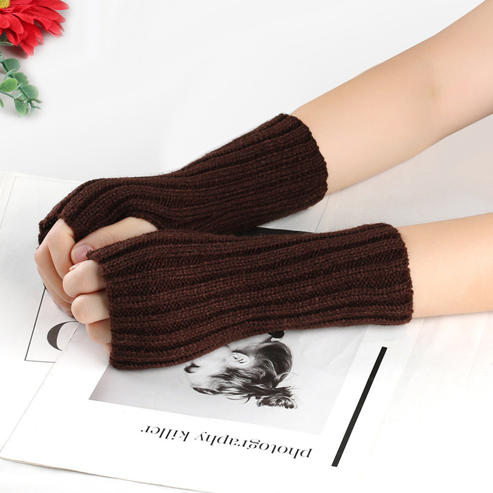 Knitting Wool Gloves Straight Arm Knitted Warm - Carvan Mart