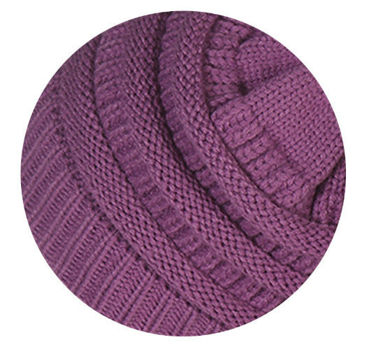 Warm Hat Thickening Not Fleece-lined Knitting Plus Fur Ball - Light Purple Average Size - Women's Hats & Caps - Carvan Mart