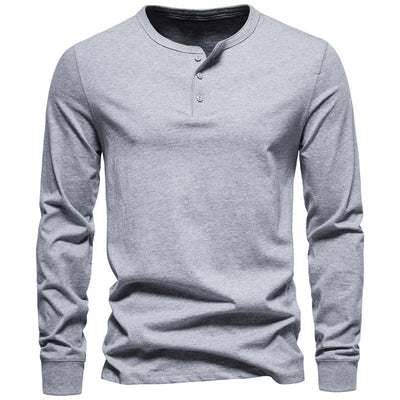 Modern Henley Neck Tops Men's Long-sleeve T-shirt - Carvan Mart