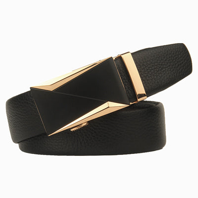 Men's Plus Size Extended Belt Automatic Buckle - Golden Upper And Lower Edges - Men's Belts - Carvan Mart