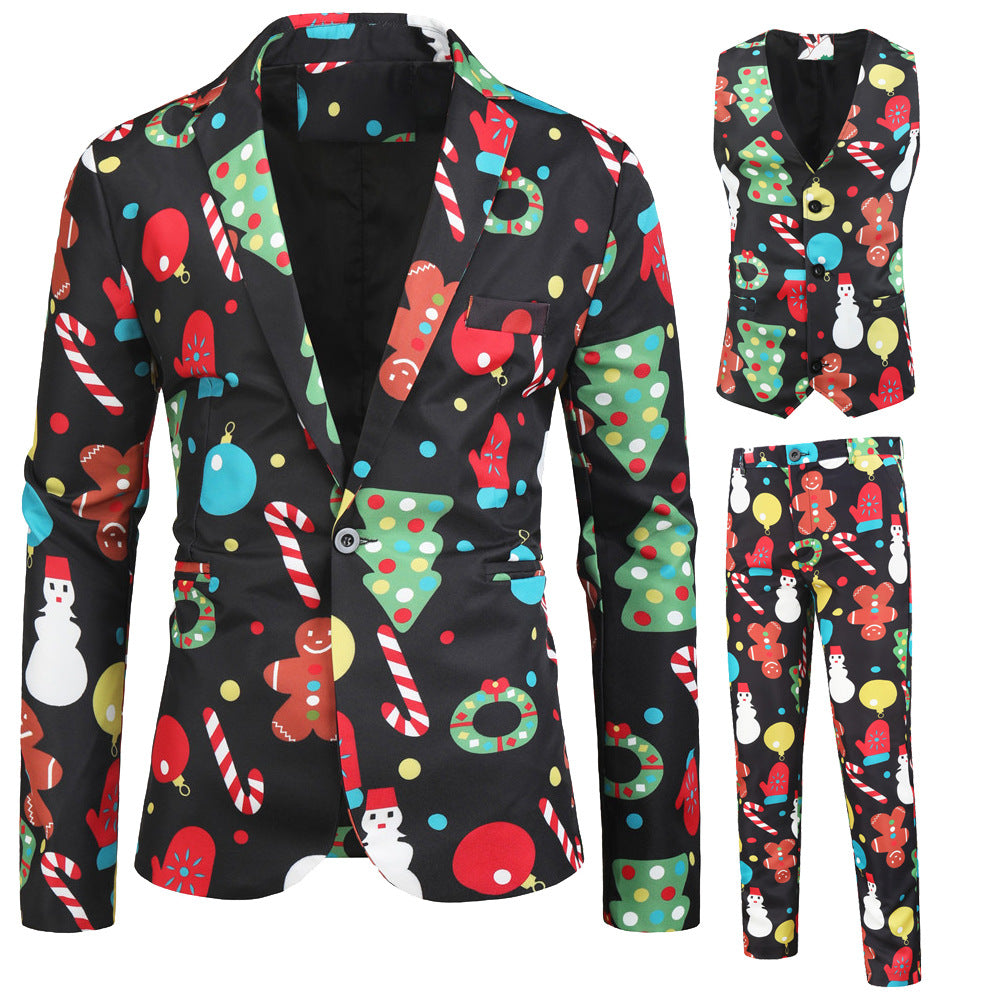 Men's Fashion Casual 3D Printing Suit Vest Trouser 3 Piece Suit - Carvan Mart
