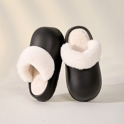 Women's Waterproof Plush Shoes Thick Bottom Detachable Warm Fuzzy Slippers - Carvan Mart