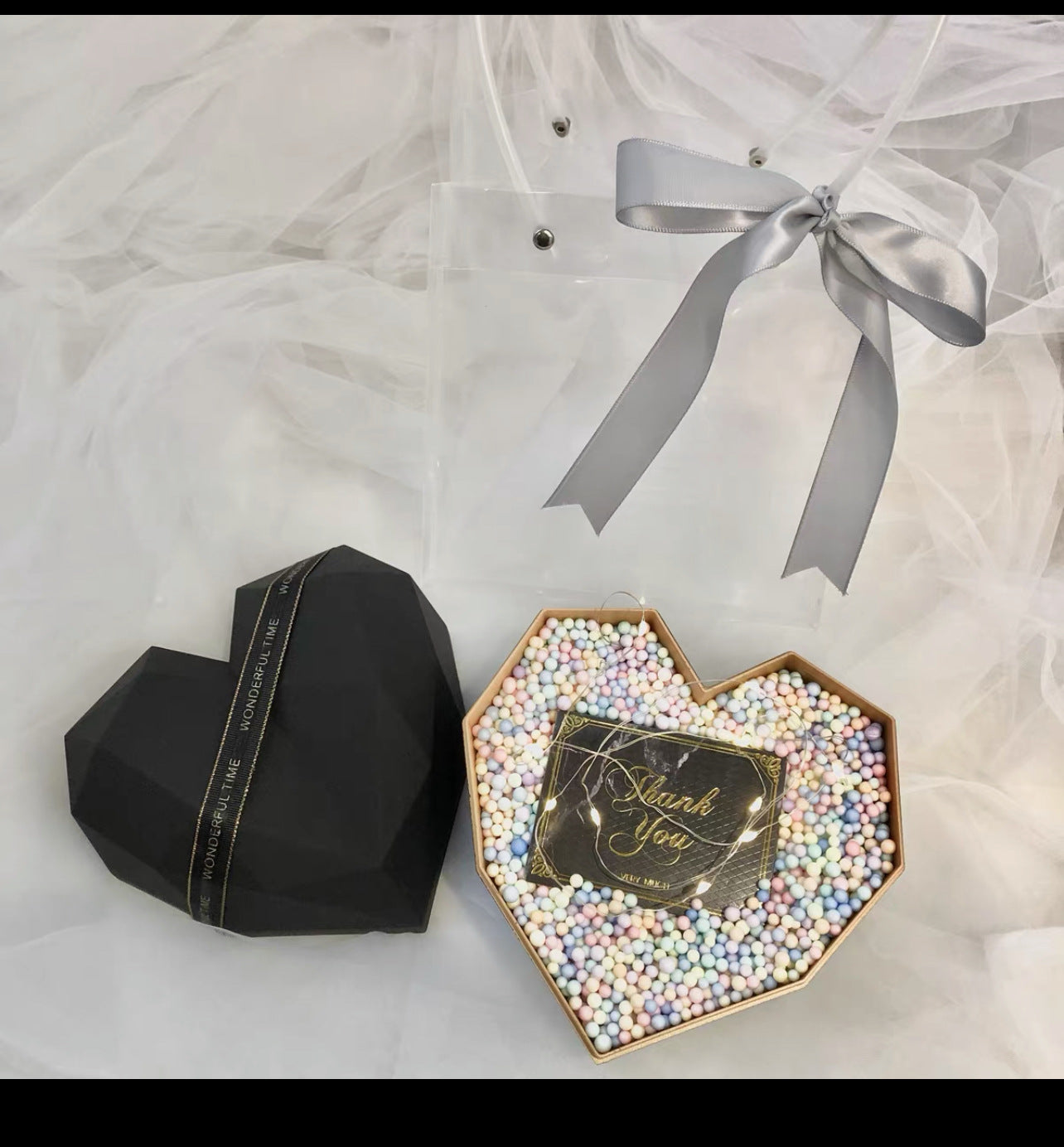 Christmas Heart-shaped Gift Box - Black Box Without Feathers 18X18X12cm - Gift - Carvan Mart