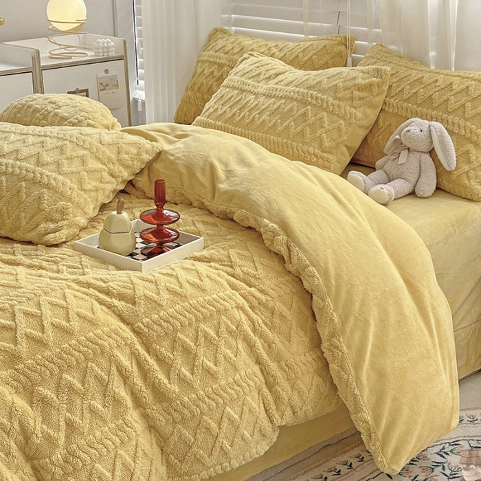 Four-piece Bed Set Thickened Warm Milk Fiber - Carvan Mart