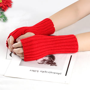 Knitting Wool Gloves Straight Arm Knitted Warm - Carvan Mart