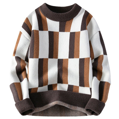 Men's Round Neck Multicolor Sweater Simple Knitwear - Carvan Mart