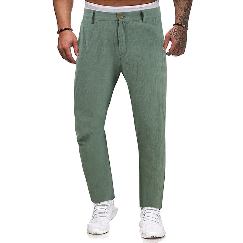 Men's Sports Loose Straight Trousers - Comfortable Cotton Pants for Active Lifestyles - Green - Men's Pants - Carvan Mart