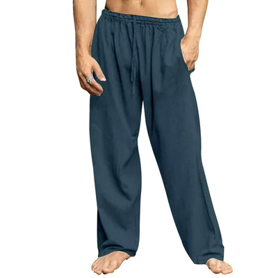 Men's Breathable Loose Tether Sweatpants - Comfortable Polyester Trousers for Casual and Sporty Wear - Navy Blue - Men's Pants - Carvan Mart